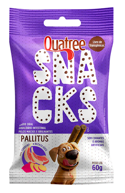Quatree Snacks Pallitus Sabor Cordeiro E Batata Doce 60g