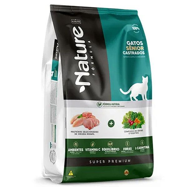 Ração Seca Alinutri Nature Super Premium para Gatos Castrados Sênior 7 Anos 3kg