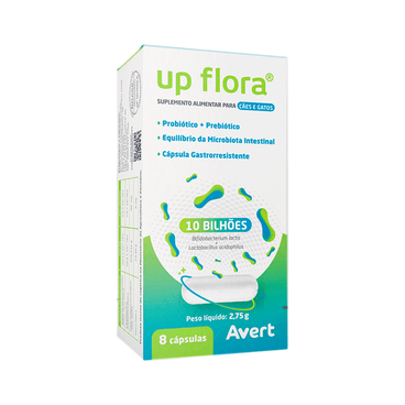 Suplemento Alimentar Avert Up Flora para Cães e Gatos C/8 Comprimidos