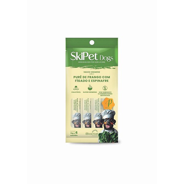 Petisco Úmido Skipets Dogs Frango Com Fígado E Espinafre C/ 4 Unidades