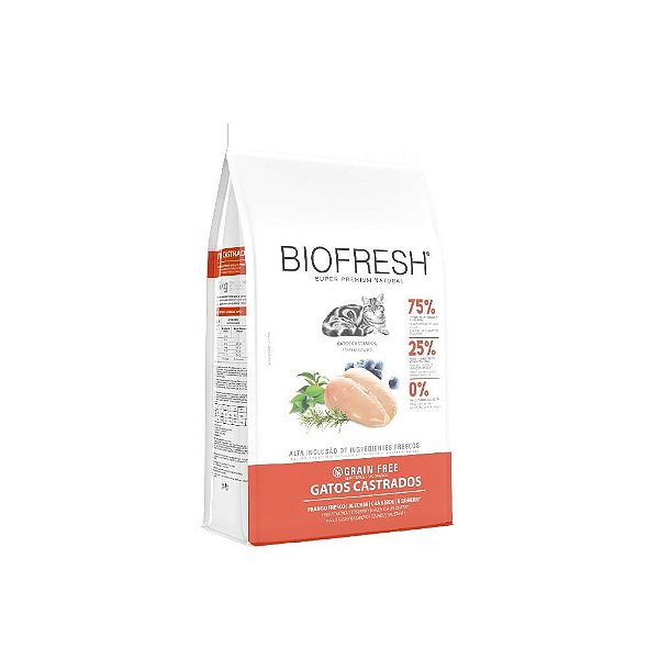 Ração Seca Biofresh para Gatos Castrados Sabor Frango - 400 Gramas