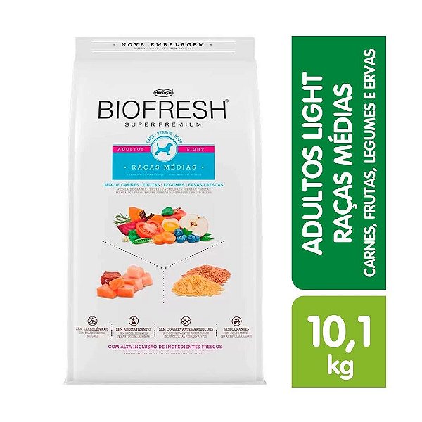 Ração Seca Biofresh Super Premium Light para Cães de Raças Médias 10,1kg