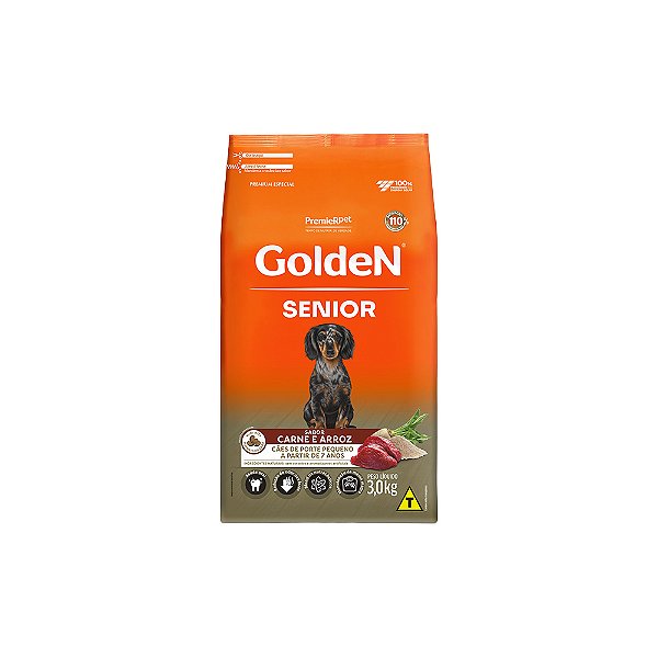 Ração Seca Golden Formula para Cães Adultos Sênior Mini Bits Sabor Carne 3kg
