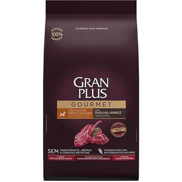 Ração GranPlus Gourmet para Cães Filhotes Médios e Grandes Sabor Ovelha e Arroz 15Kg