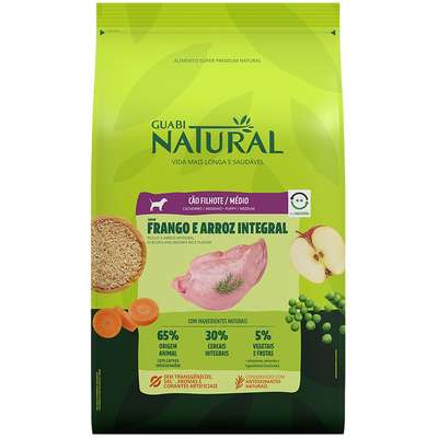 Guabi Natural Ração Cão Filhote Médio Porte Frango e Arroz Integral 2,5kg