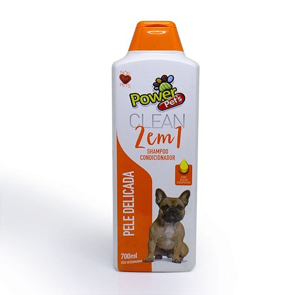 Shampoo e Condicionador 2 em 1 Power Pets com Extratos Naturais para Cães 700ml