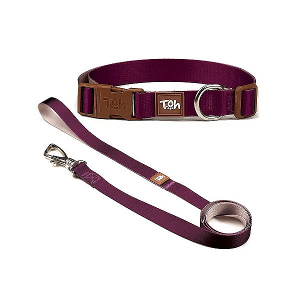 Conj. Coleira Basic G Bordo-caqui