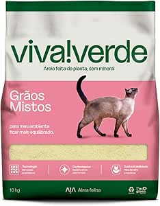 Areia Higiênica Viva Verde Grãos Mistos Para Gatos 10kg