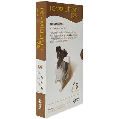 Antipulgas E Carrapatos Revolution 12% Para Cães De 5 A 10 Kg C/03 Ampoulas 0,5ml