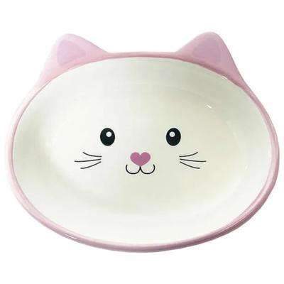 Comedouro Comed Porcelana Face Cat Rosa Raso 200ml