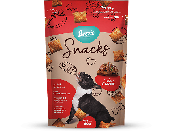 Snacks Sabor Carne Beezie Para Cães 60g