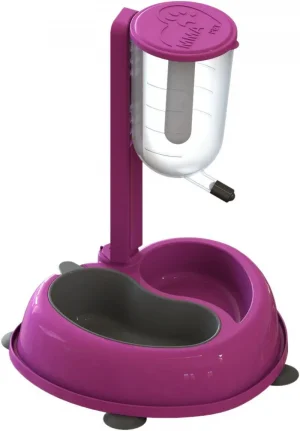 Comedouro E Bebedouro Duplo Médio Rosa