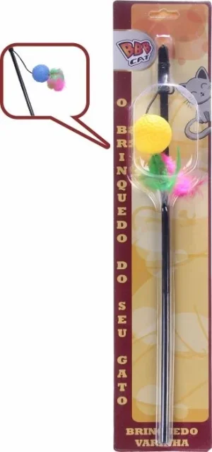 Brinquedo Varinha Bola Peteca Para Gato Blister