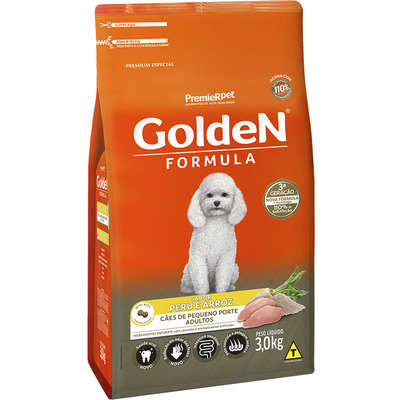 Ração Seca PremieR Pet Golden Formula Peru & Arroz para Cães Adultos de Pequeno Porte 3kg