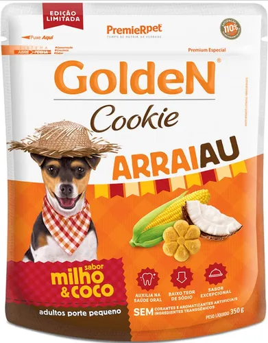 Biscoito Golden Cookie Para Cães Adultos Arraiau 350g Edição Limitada