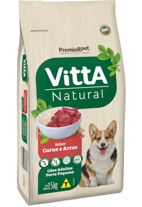 Vitta Natural Cães Adultos Porte Pequeno Carne E Arroz 3kg