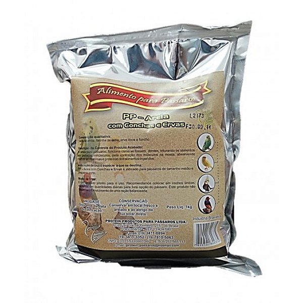 Areia Para Pássaros Com Erva, Carvão E Conchas 5kg