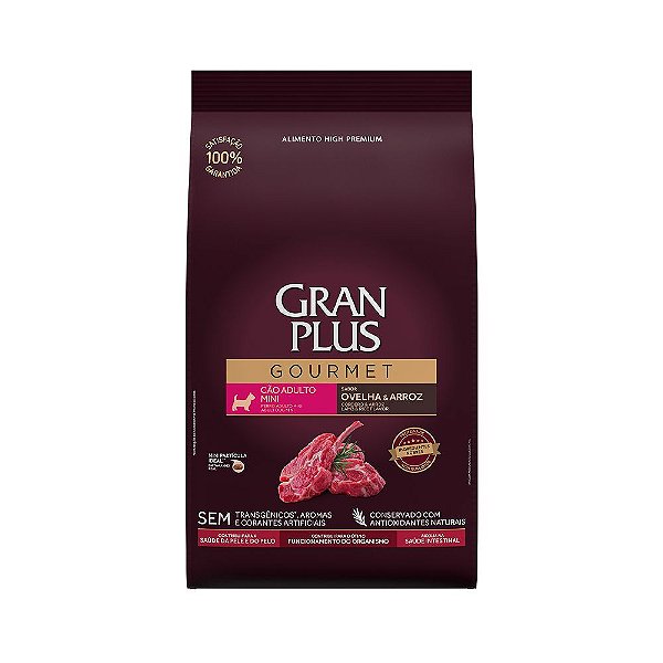 Ração Gran Plus Gourmet Para Cães Adultos Raças Mini Sabor Ovelha e Arroz Fardo 3kg