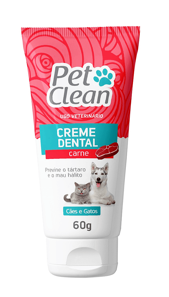 Creme Dental Pet Clean Sabor Carne Para Cães E Gatos 60g