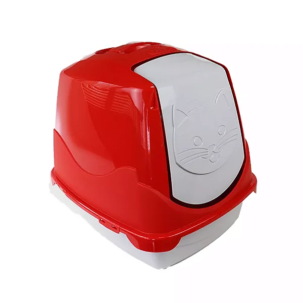 Banheiro Pet Injet Cat Toilet Vermelho Para Gatos