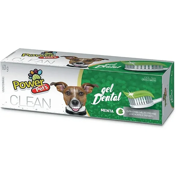Creme Dental Menta Gel Power Pets Para Cães 60g
