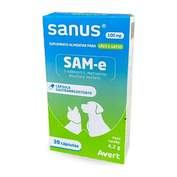Suplemento para Cães e Gatos Sanus 100mg 30 Cápsulas Avert