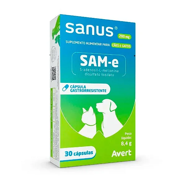 Suplemento para Cães e Gatos Sanus 200mg 30 Cápsulas Avert