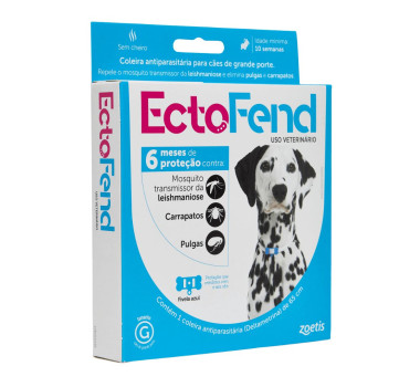 Coleira Antiparasitária EctoFend 65cm para Cães de Raça Médias e Grande Azul