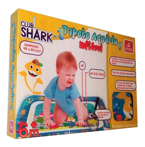 Tapete Aquário Inflável Atividades Bebê Brinquedo Club Shark