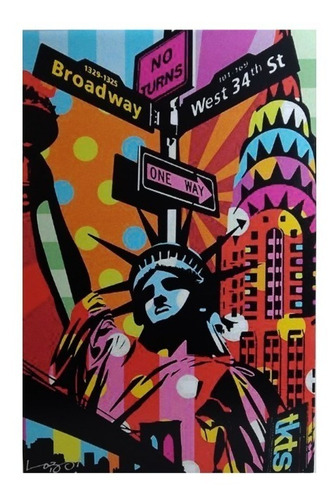 Placa Cidade Nova York Pop Art Decora Casa Home Office Mdf