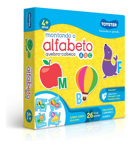 Brinquedo Pedagógico Montando Alfabeto Quebra Cabeça Formas