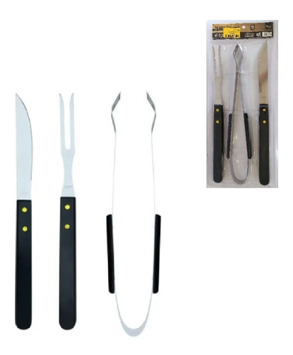 Kit Churrasco 3 Peças Inox Presente Casa Casamento Dia Pais