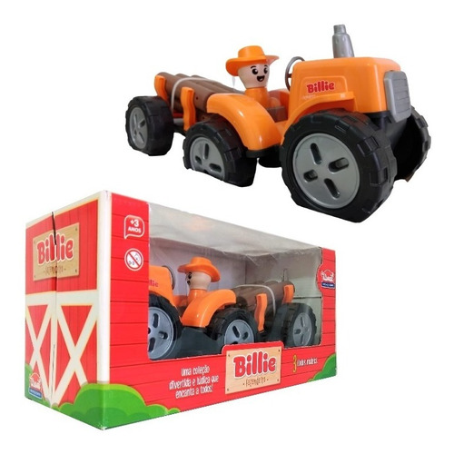 Trator Brinquedo Billie Fazendeiro Carrinho E Toras Presente