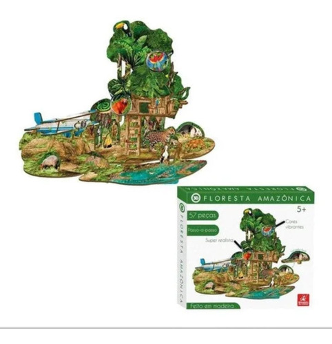 Quebra Cabeça Floresta Amazônica 3d Brinquedo Montar Cenário