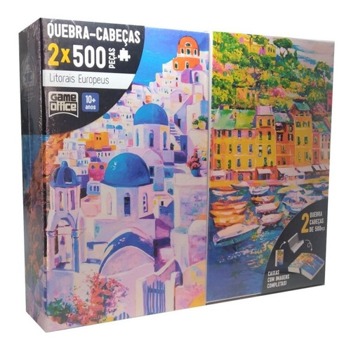 Quebra Cabeça Itália Grécia Paisagem Litoral Europa Kit 2 Un