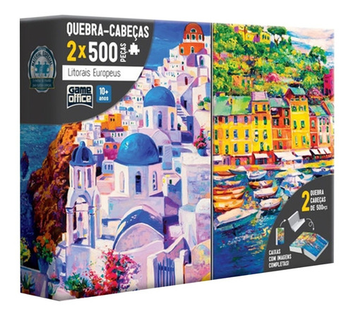 Box Com 2 Quebra-cabeça Grécia E Itália 500 Peças Toyster