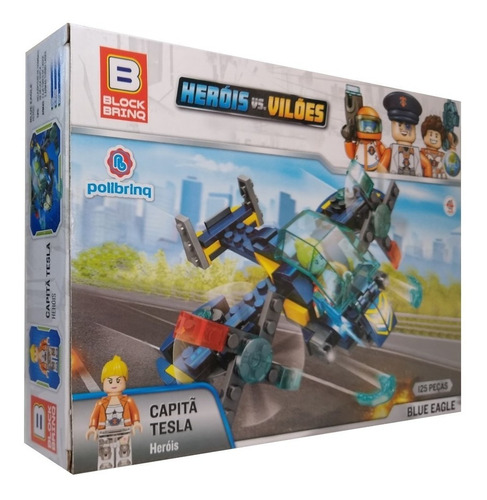 Bloco De Montar Heróis Capitã Tesla Blue Eagle Avião 125 Pçs