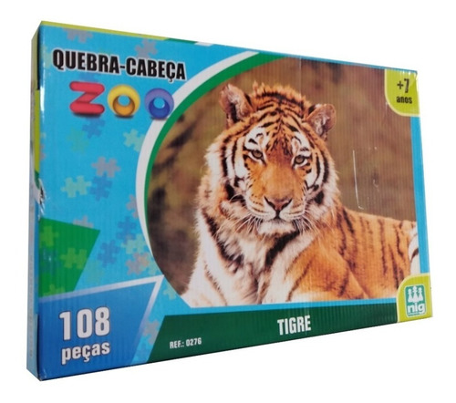 Quebra Cabeça Animais Tigre Zoo Presente Decoração 108 Pçs
