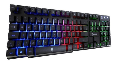 Teclado Gamer Evolut Eg206rb P/ Computador Luz Rainbow Usb