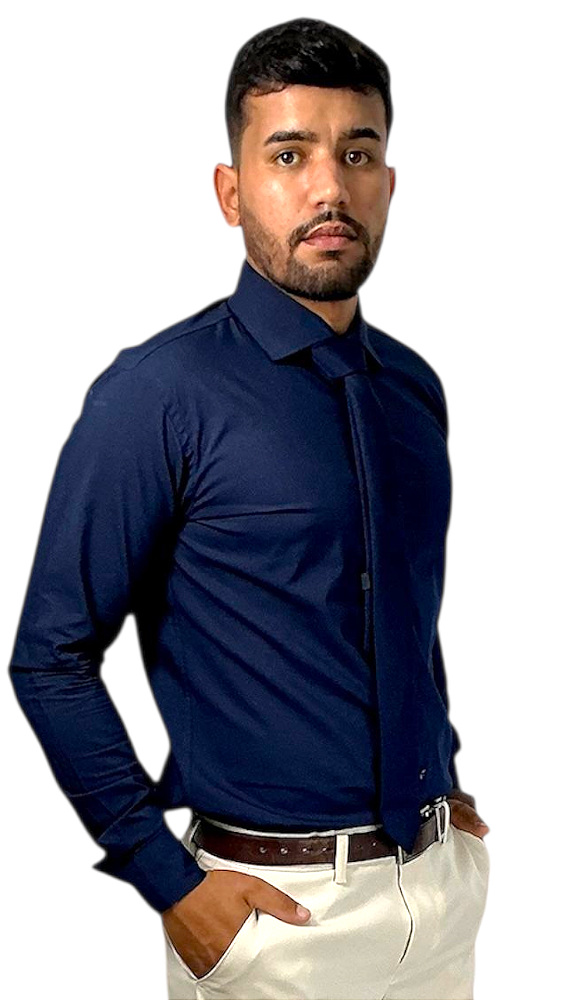 Camisa Social Manga Longa - Azul Marinho Profundo