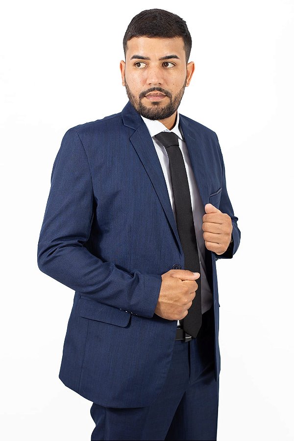 TERNO MELANGE: AZUL MARINHO