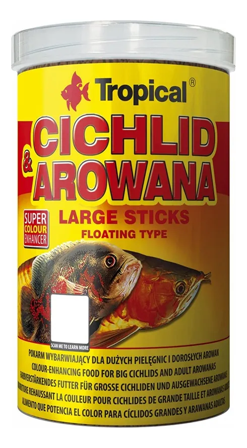 Ração Tropical Cichlid & Arowana Large Sticks - Pote 300g