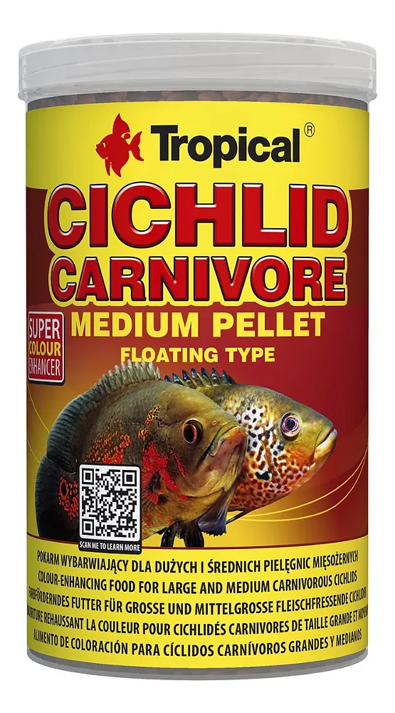 Ração Tropical Cichlid Carnivore Medium Pellet - Pote 180g