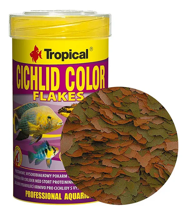 Ração Tropical Cichlid Color Flakes - Pote 20g