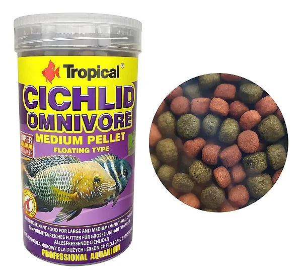 Ração Tropical Cichlid Omnivore Medium Pellet 180g
