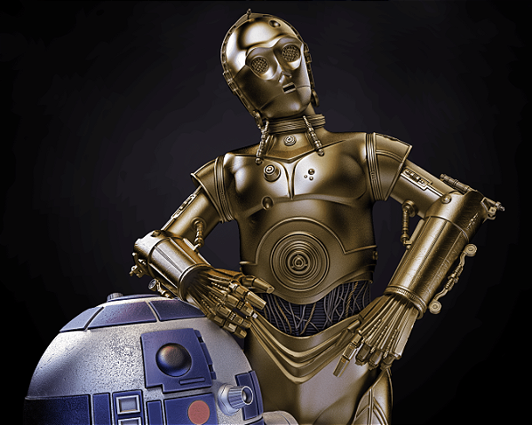 Estátua C-3PO e R2-D2 – Diorama Colecionável Star Wars