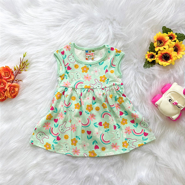 Vestido Flor Sol Arco Íris Bebê Menina tamanho P 3 meses