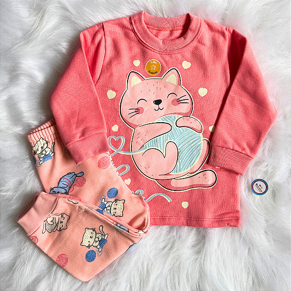 Pijama Infantil De Inverno Brandili Moletom Flanelado Brilha no Escuro Menina Hora de Dormir Tam 1