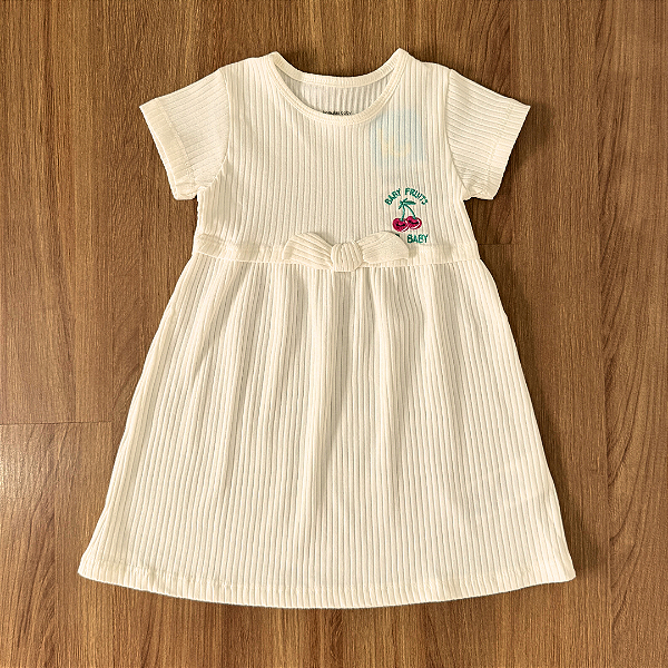 Vestido Kamylus Infantil Liso Off White Tam 3