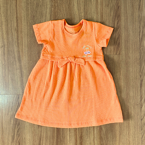 Vestido Kamylus Infantil Liso Laranja Neon Tam 1